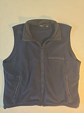 Eddie Bauer Polartec Navy Blue Full-Zip Fleece Vest Size XL With Draw Cord Hem